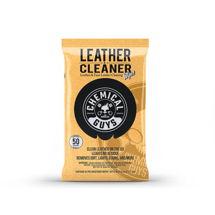 Leather Cleaning Wipes for leather, vinyl and faux leather (50 wipes)