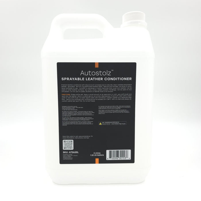 Autostolz Sprayable Leather Conditioner (5 Litre) Detailer Pack - natural lanolin - will not clog perforations