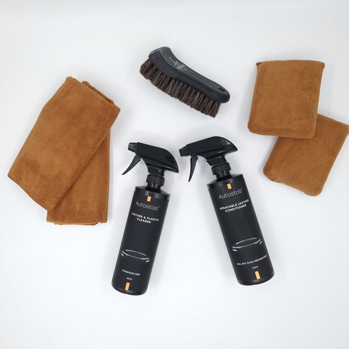 Best Leather Kit - Clean and Condition - New!  Will Not clog perforated leather, includes Lanolin