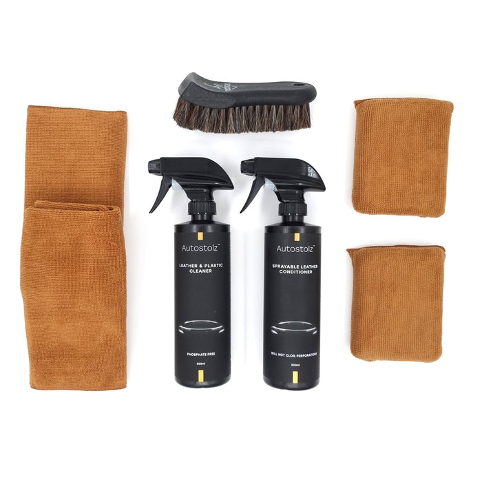 Best Leather Kit - Clean and Condition - New!  Will Not clog perforated leather, includes Lanolin