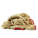 Beige Fireball Pin-Twist Drying Towel with red border, crumpled on white surface to showcase plush microfiber texture and absorbency