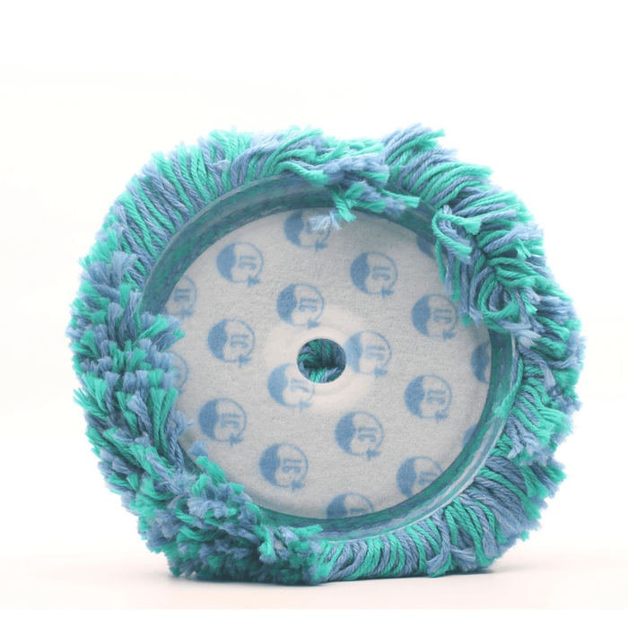 Marine Blue Teal Twisted Medium Cut 7.5" Wool Blend Curved Pad 7.5"x1.5"